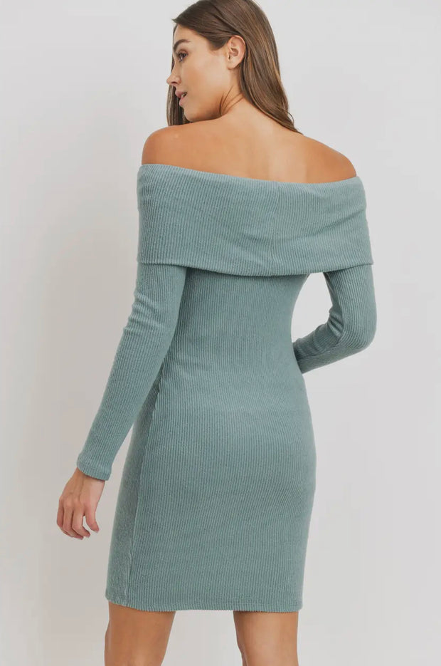 Brushed Knit Off Shoulder Dress
