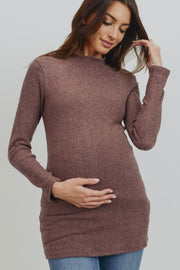 Brushed Knit Maternity to Postpartum Top- Mocha