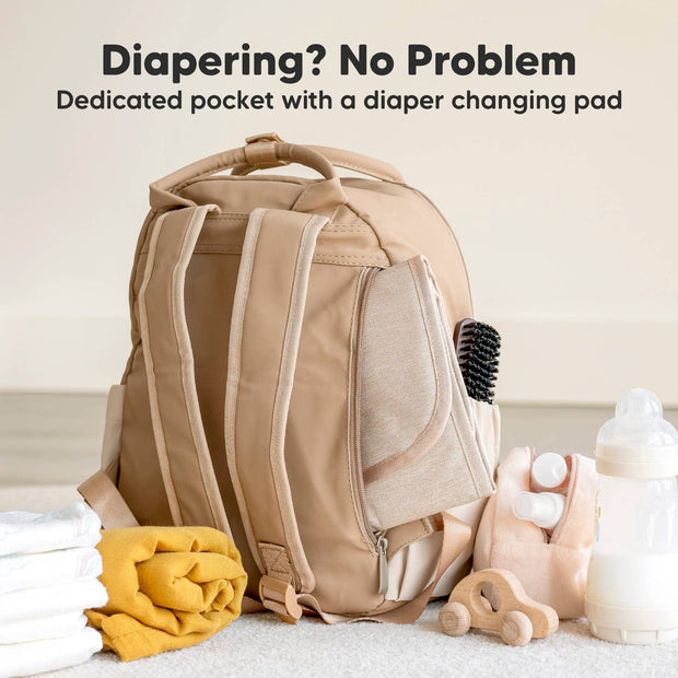 KeaBabies - Play Diaper Bag Backpack, Baby Bag with Changing Pad: Latte
