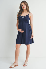 Navy V-Neck Maternity to Nursing Nightgown