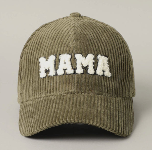 MAMA HAT- Olive Corduroy