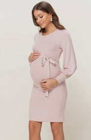 Pink Cashmere-feel Maternity Dress