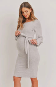 Gray Cashmere-feel Maternity Dress