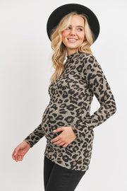*PREORDER* Leopard Brushed Knit Maternity to Postpartum Top