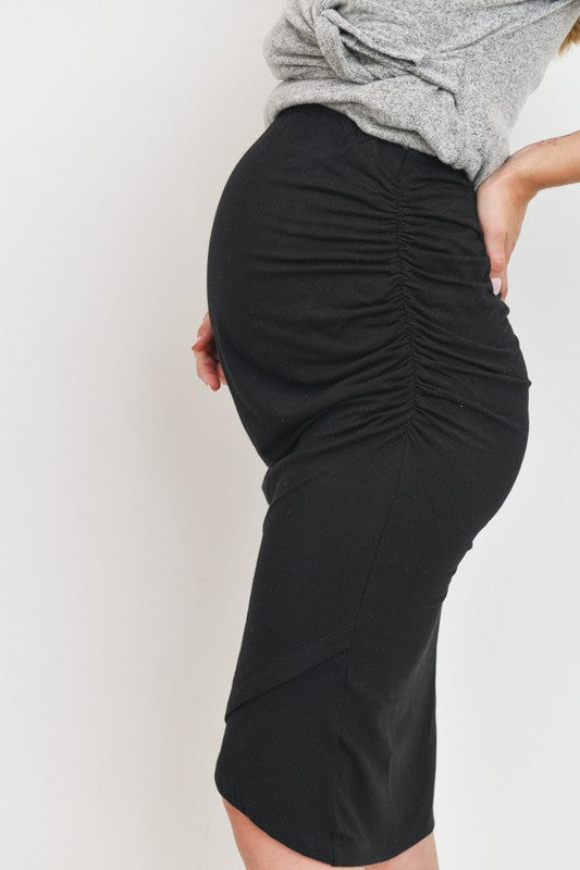 Black Maternity Tulip Over Belly Skirt