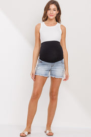 Frayed Over Belly Shorts