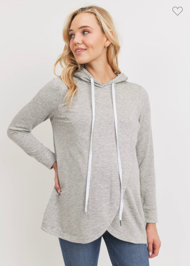 French Terry Maternity + Nursing Hoodie- Gray