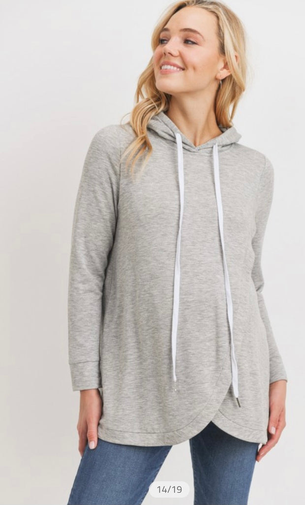 French Terry Maternity + Nursing Hoodie- Gray