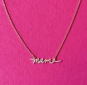 “Mama” script necklace- gold