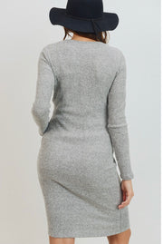 Gray Brushed knit Maternity + Postpartum Dress- Heather Gray